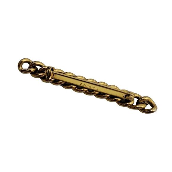 Freirich Gold Bar Chain Link Brooch Pin - Picture 4 of 10